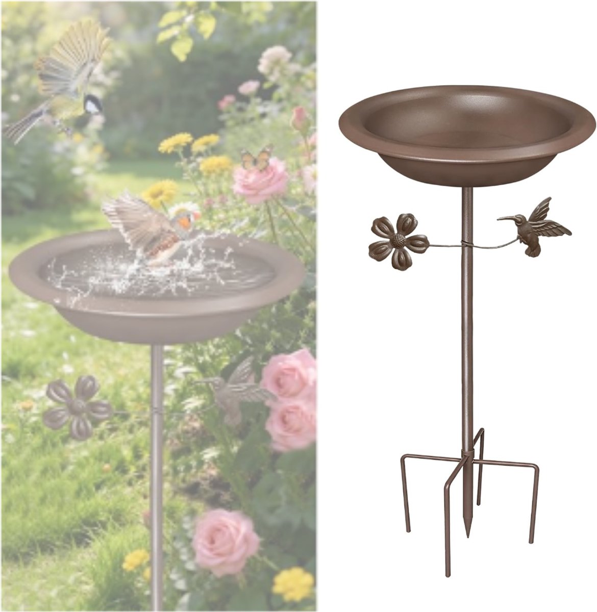 DailySupplies® Vogelbad op Voet - Vogelhuisje op Paal - 86 cm Hoogte