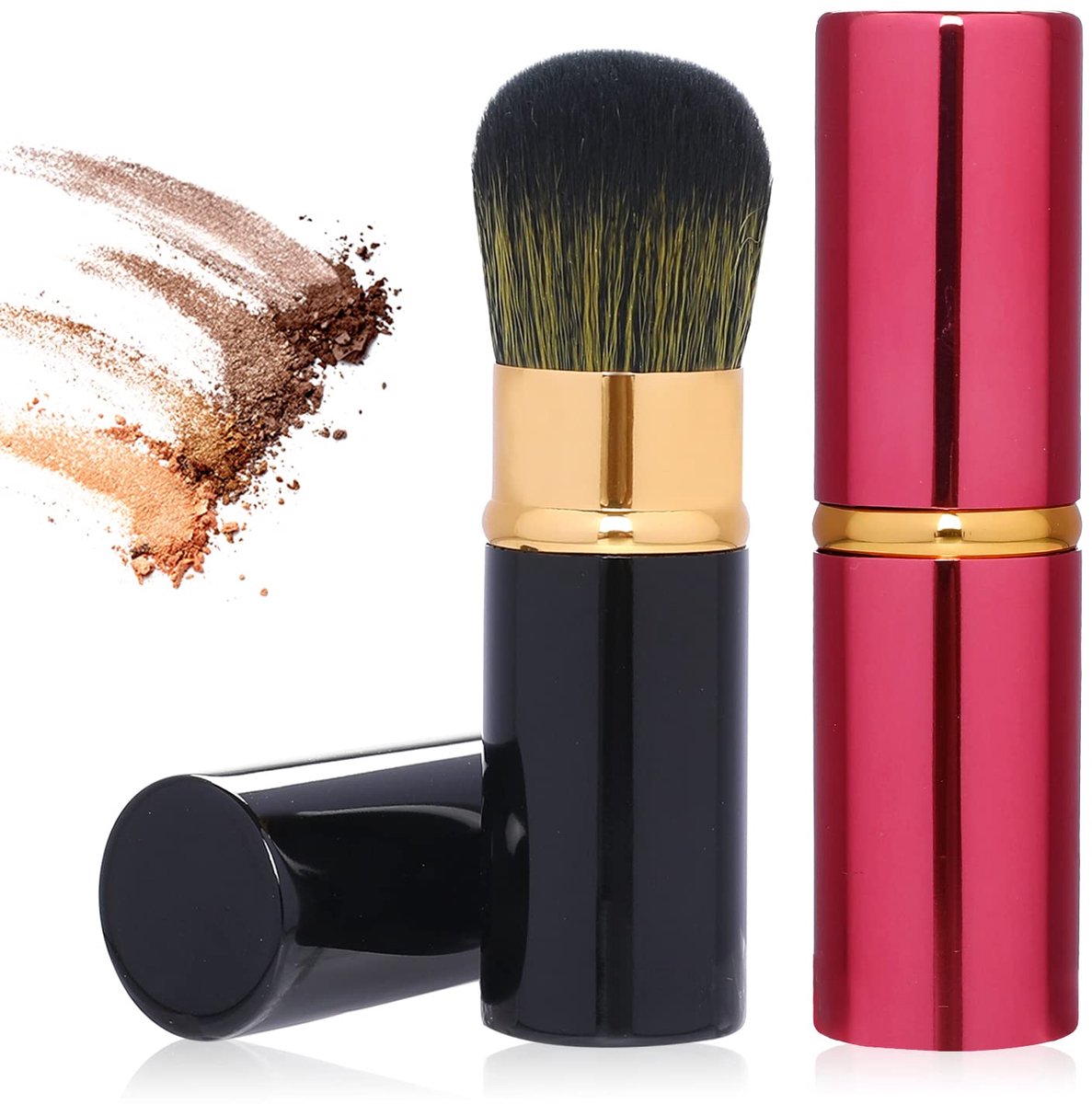 2 stuks draagbare blush borstels, retractable blush brush, 2 stuks Travel Makeup Brush Liquid Foundation Brush Powder - ShopVlot