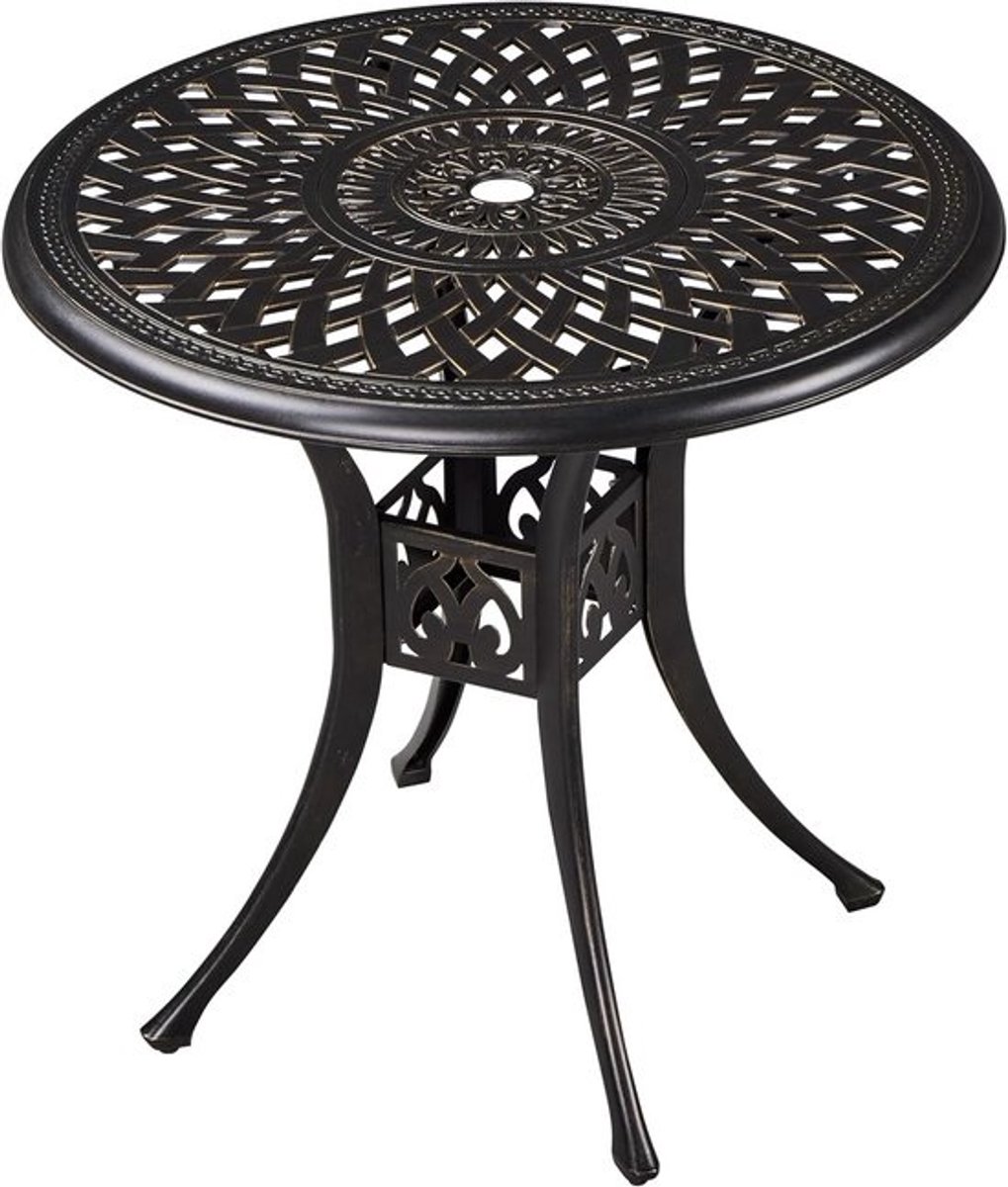 Ronde Tuintafel - Balkontafel Bistrotafel - Buiten Zitten - Parasolgat - Diameter 78 cm - Brons