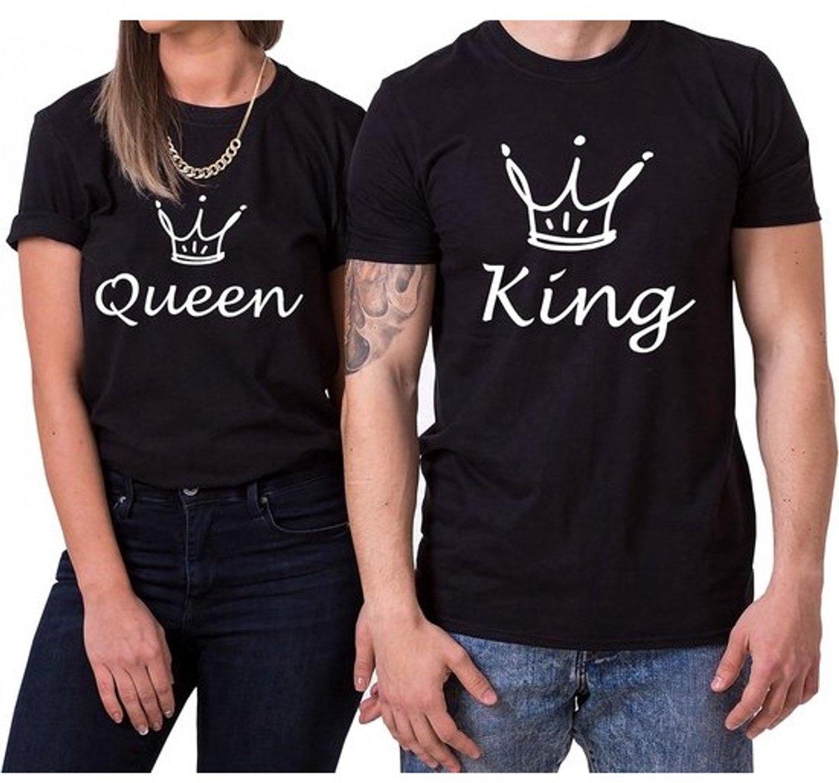 Katoenen Partnershirt Set voor Koppels Valentijnsdag T-shirts
