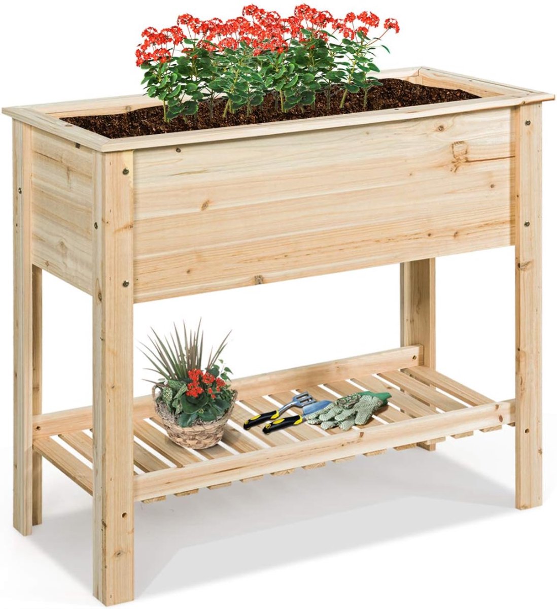 QORA® Kweektafel - Kweekbak - Kweektafel Op Poten - Kweektafel Met Deksel - Kweektafel Moestuin - Bruin - 92cm x 41cm x 81cm
