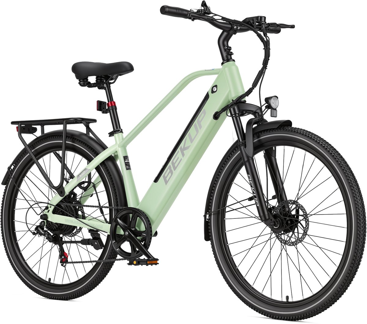 Bekup 26 inch dames elektrische fiets V1- 36V 14,5Ah accu 250W achtermotor-75km ondersteuningsbereik- Shimano 7‑versnellingen, schijfremmen, LCD‑display, maximale belasting 125kg voor woon‑ en stadsverkeer