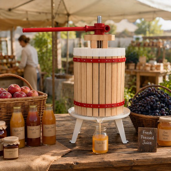 Hout Handmatige Fruitpers 30L - Traditionele Capaciteit Sap Pers voor Appels, Peren & Druiven — afbeelding 5
