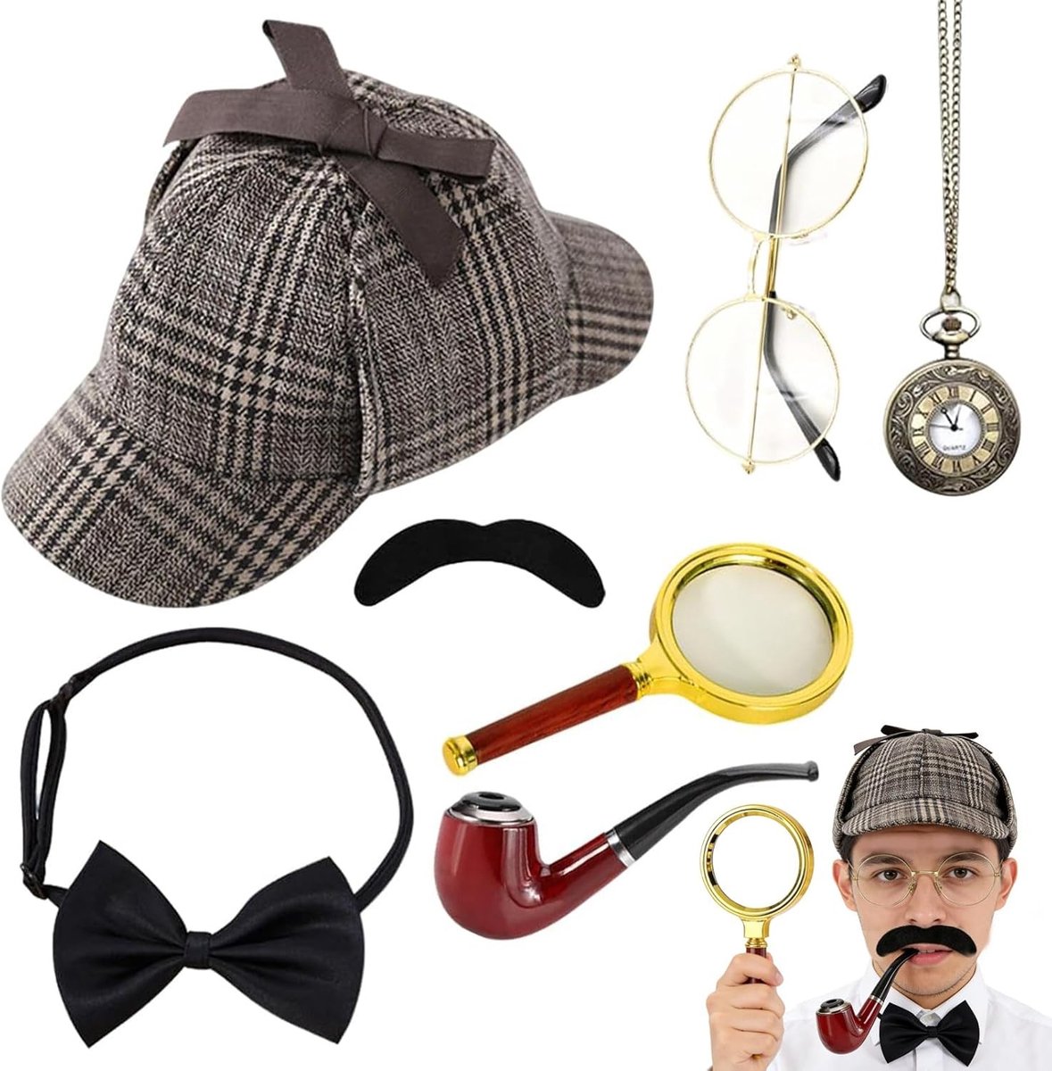 Maffia Kostuum voor Mannen met 1920s Accessoires, Hoed, Stropdas en Schoenen