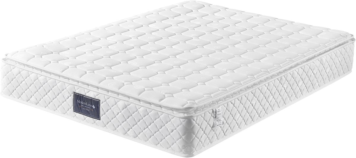 Wishdor Matras 160x200 cm - 7 zones pocketvering - Koudschuim H3 anti-allergisch - Polyester tijk wit - Voor buik rug zij slapers - Tweepersoons - 25 cm