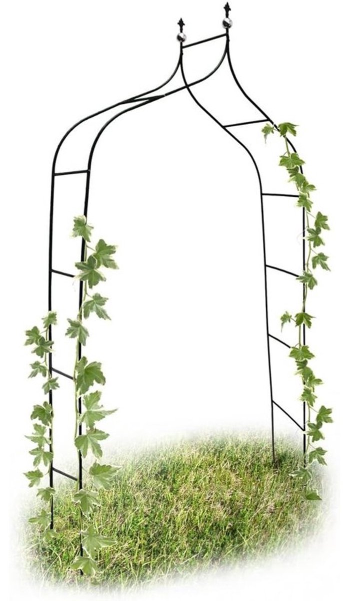 Rozenbogen Metaal - Klimbogen Tuin - Planten Ondersteunen - Dubbele Spits Design - 240cm Hoog - Donkergroen