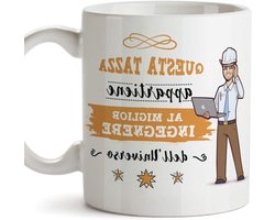 Mok Italiaans Engineer - Koffiemok Theemok - Dagelijks Gebruik - Uniek Grafisch Design - 350 ml - Wit