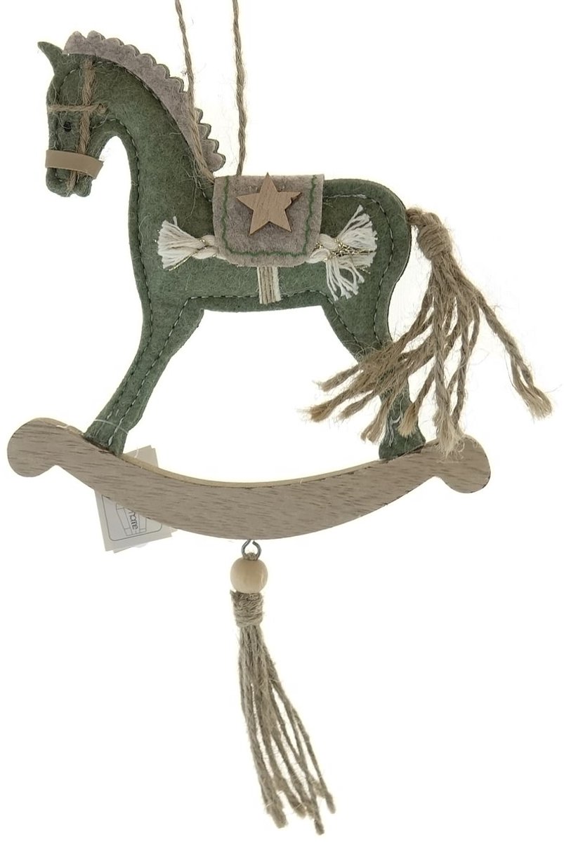Gasper Kersthanger Hobbelpaard Pastelgroen 21 cm - Vilt & hout