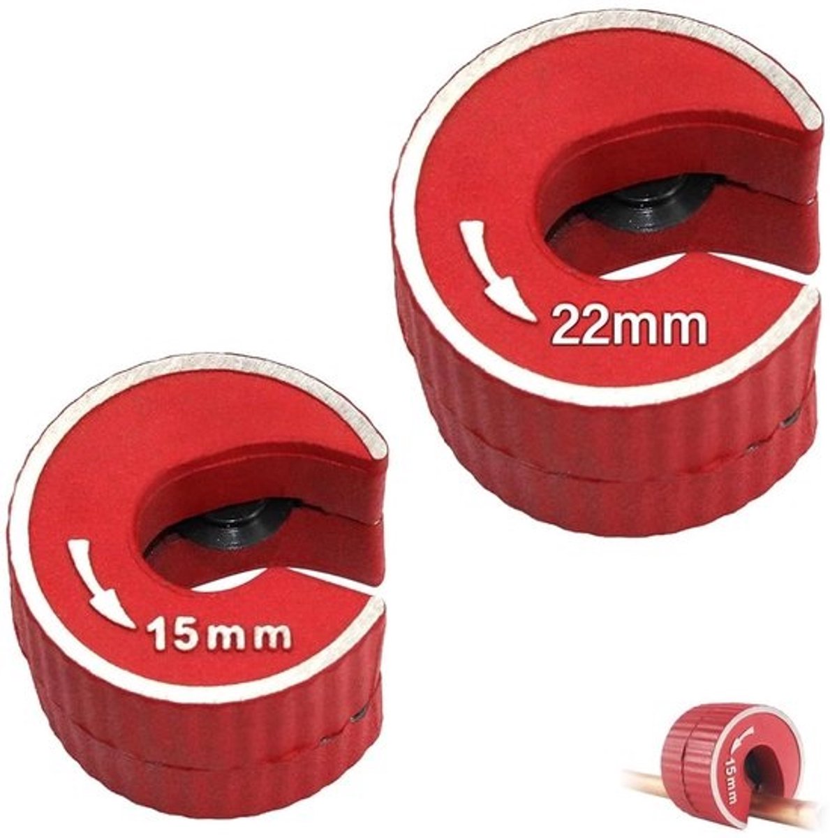 NTHProducts - Buizen snijder - 2-delige set - Professionele snijresultaten - Rood - Geschikt voor koper, messing en aluminium - Inclusief reserve snijw...