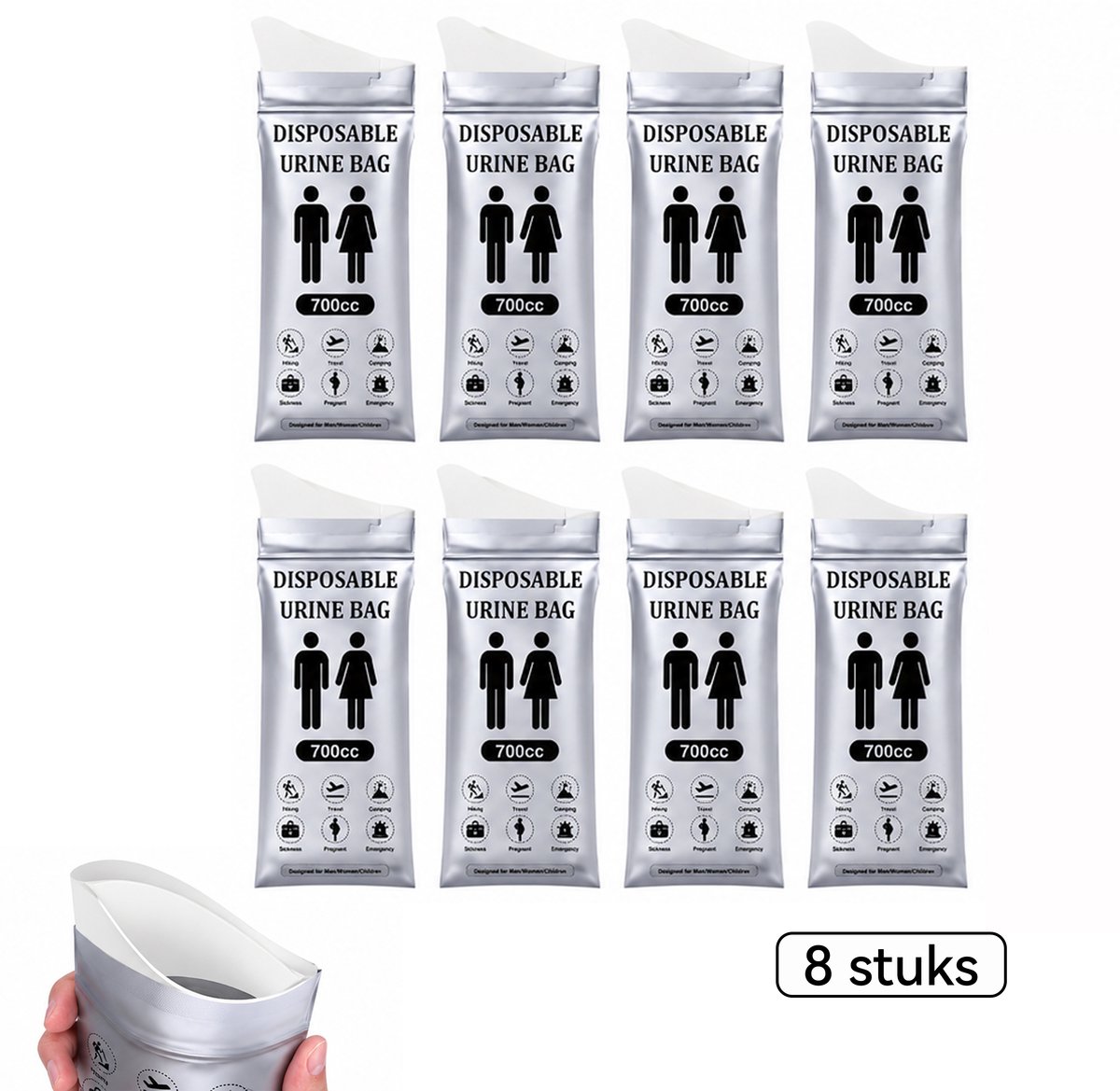 Wegwerp urinezakken - 700 ml - Absorberend - 8 stuks