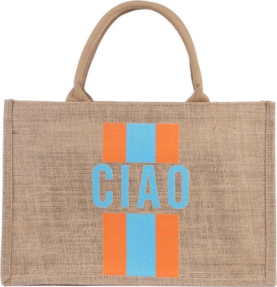 Grote Jute Shopper Tas met Strepen - Duurzaam Schoudertas voor Winkel en Strand