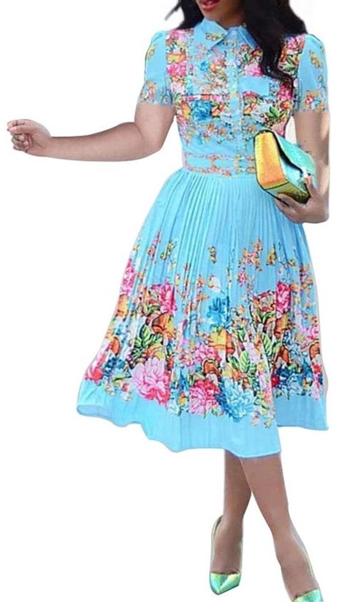 Dames Jurk - Kokerjurk Bloemenprint - Feestelijk Gelegenheid - Verfraait Figuur - Knielengte - Floral