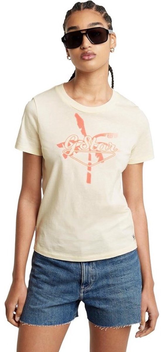 Dames Tops Zomer T-shirt L Beige Antiek Wit