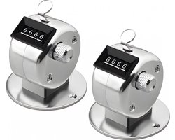 Digitale handteller - 2 stuks - Personenteller - Handmatige klik teller - Hand Tally Counter - Vastzetten op bureaublad - met montagevoet