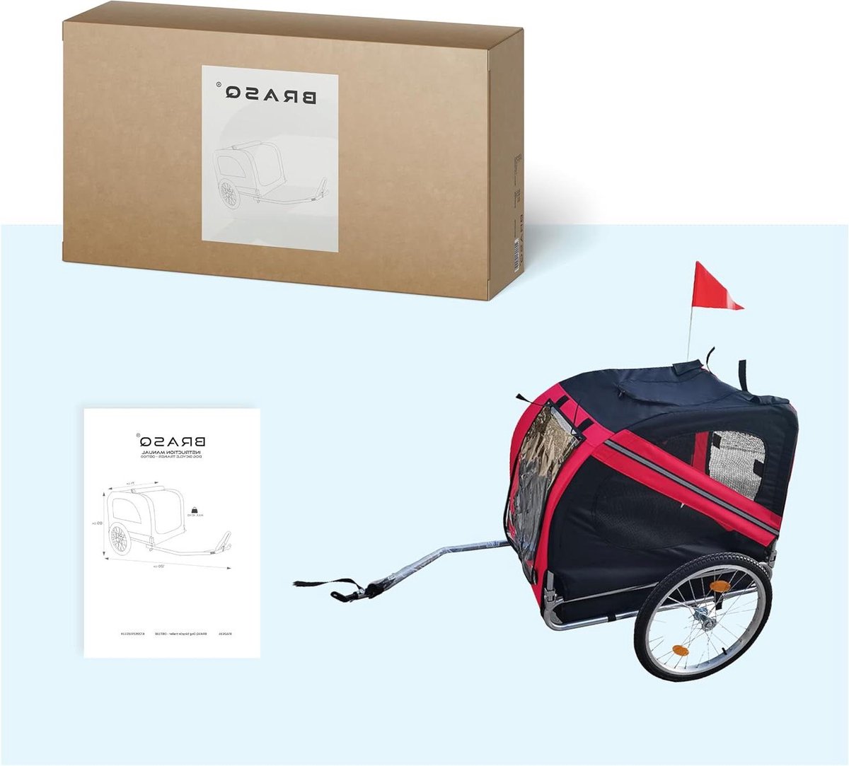 Hondenfietskar - Hondenbuggy - Samen Fietsen - Opvouwbaar Ontwerp - Tot 40 KG - Rood Zwart