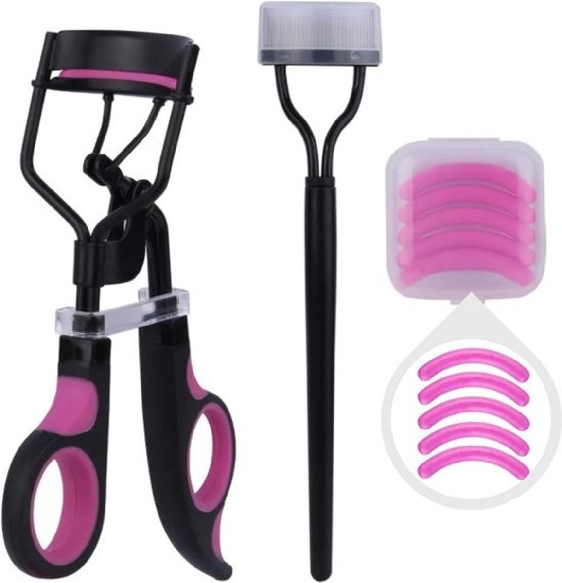 Wimperkruller set inclusief pads en wimperkam - 5 extra vulplaten voor langdurig gebruik