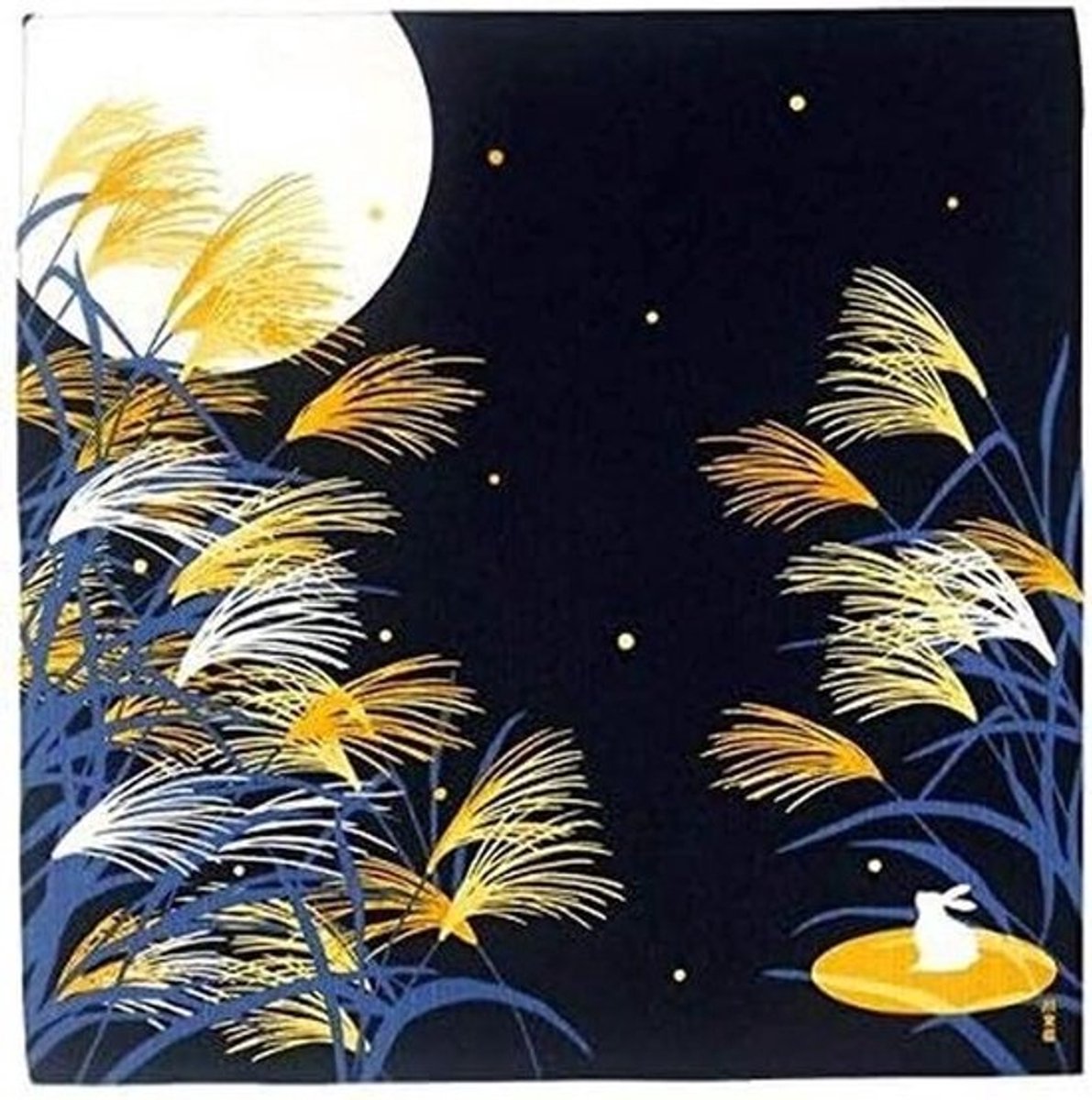 Furoshiki Geschenkdoek Katoen 50x50 cm - Herbruikbare Verpakking met Maan & Konijn Print