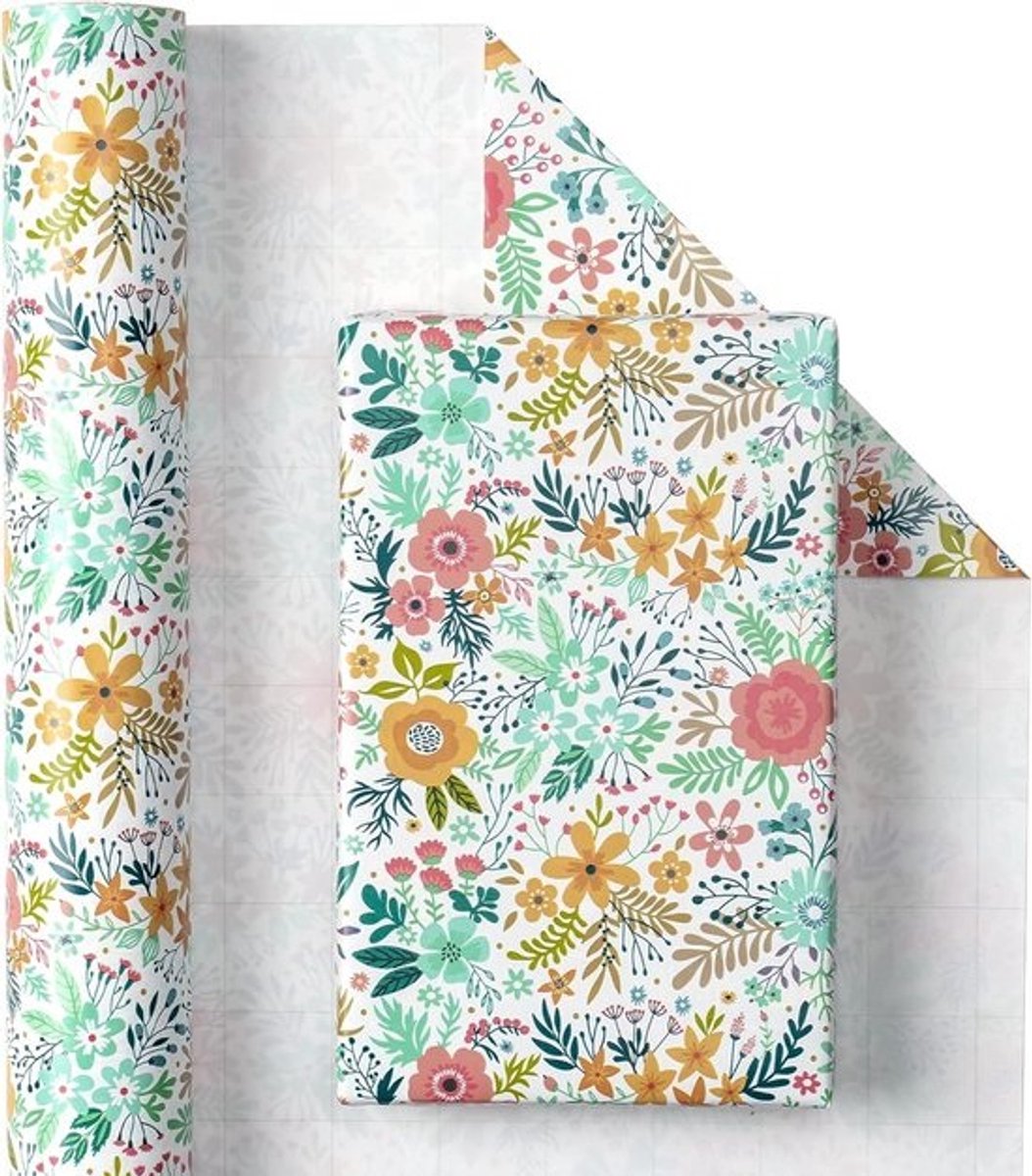 Luxe Rol Inpakpapier met Bloemenprint voor Verjaardag en Moederdag - 43,2 cm breed