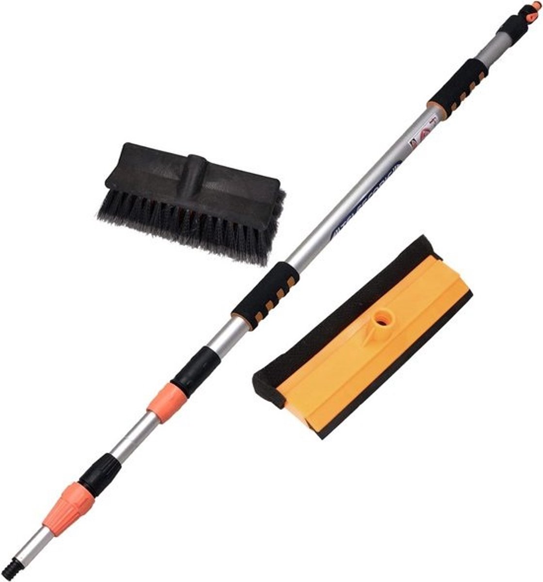 Telescoop Autowasborstel 3 meter - Aluminium Reinigingsborstel voor Tuinslang