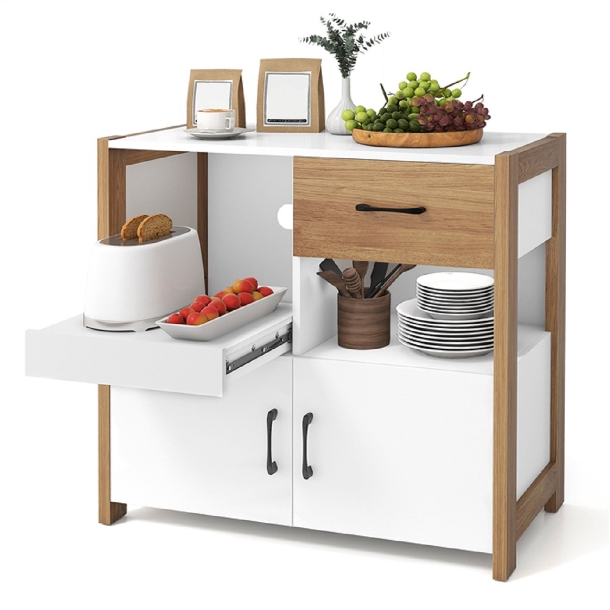 SureDeal® - Buffetkast - Keuken Kast - Deuren - Lades Buffet Sideboard - 82x40x81 cm - Wit