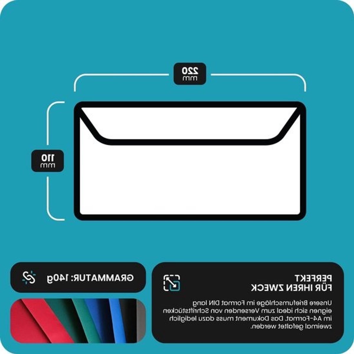 Gekleurde Enveloppen - Luxe Enveloppen - Zakelijke Communicatie - Italiaans Fijn Papier - 100 Stuks DL - Rood