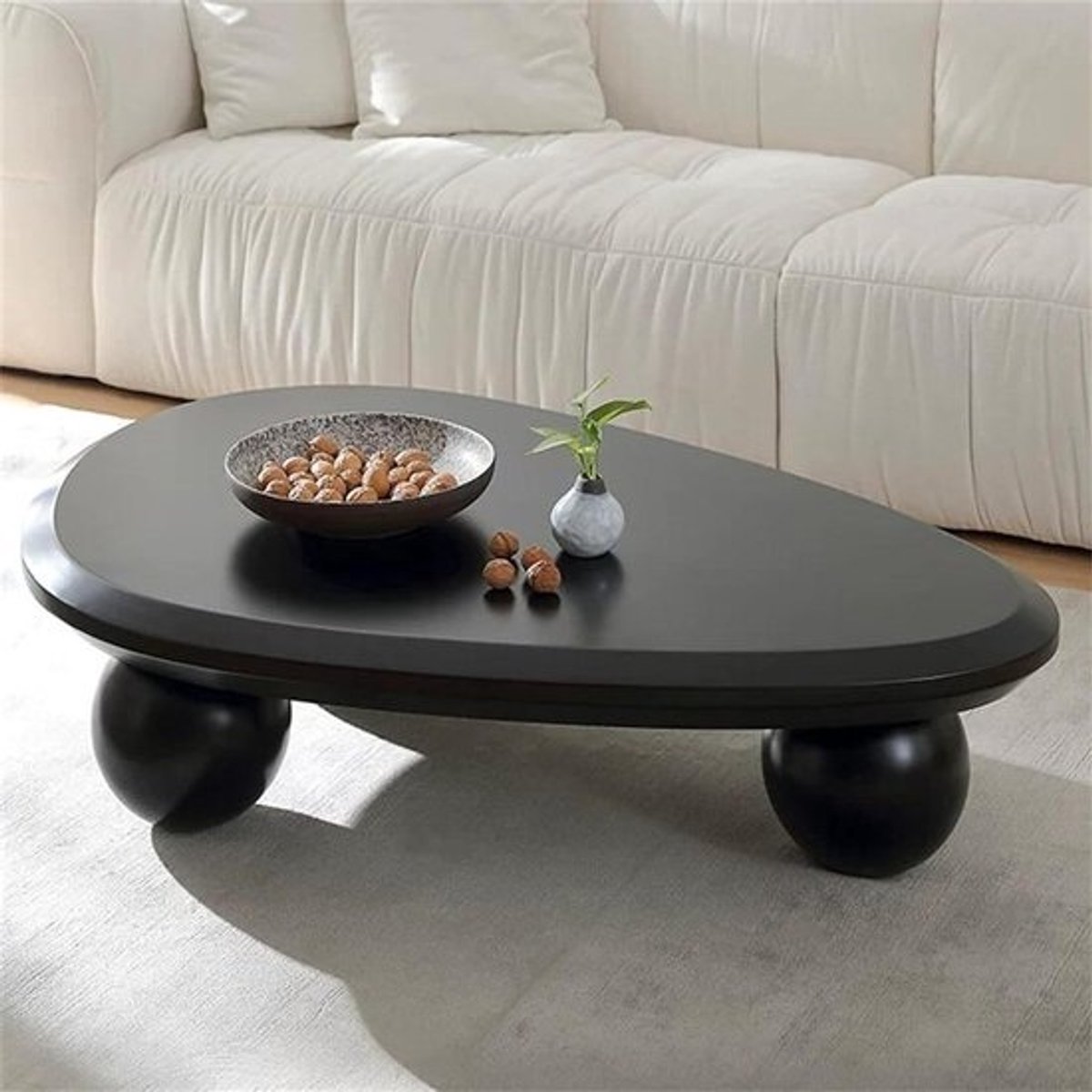 Salontafel Wolkvorm - Theetafel Onregelmatig - Woonkamer Decoratie - Afgeronde Randen - 100x65x30cm - Zwart