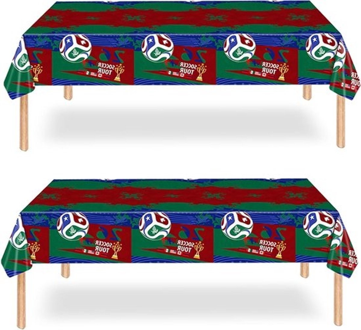 Voetbal Tafelkleden - Feest Tafeldecoratie - WK Feest Organiseren - Waterdicht Plastic - 137 x 274 cm - Wereldbeker