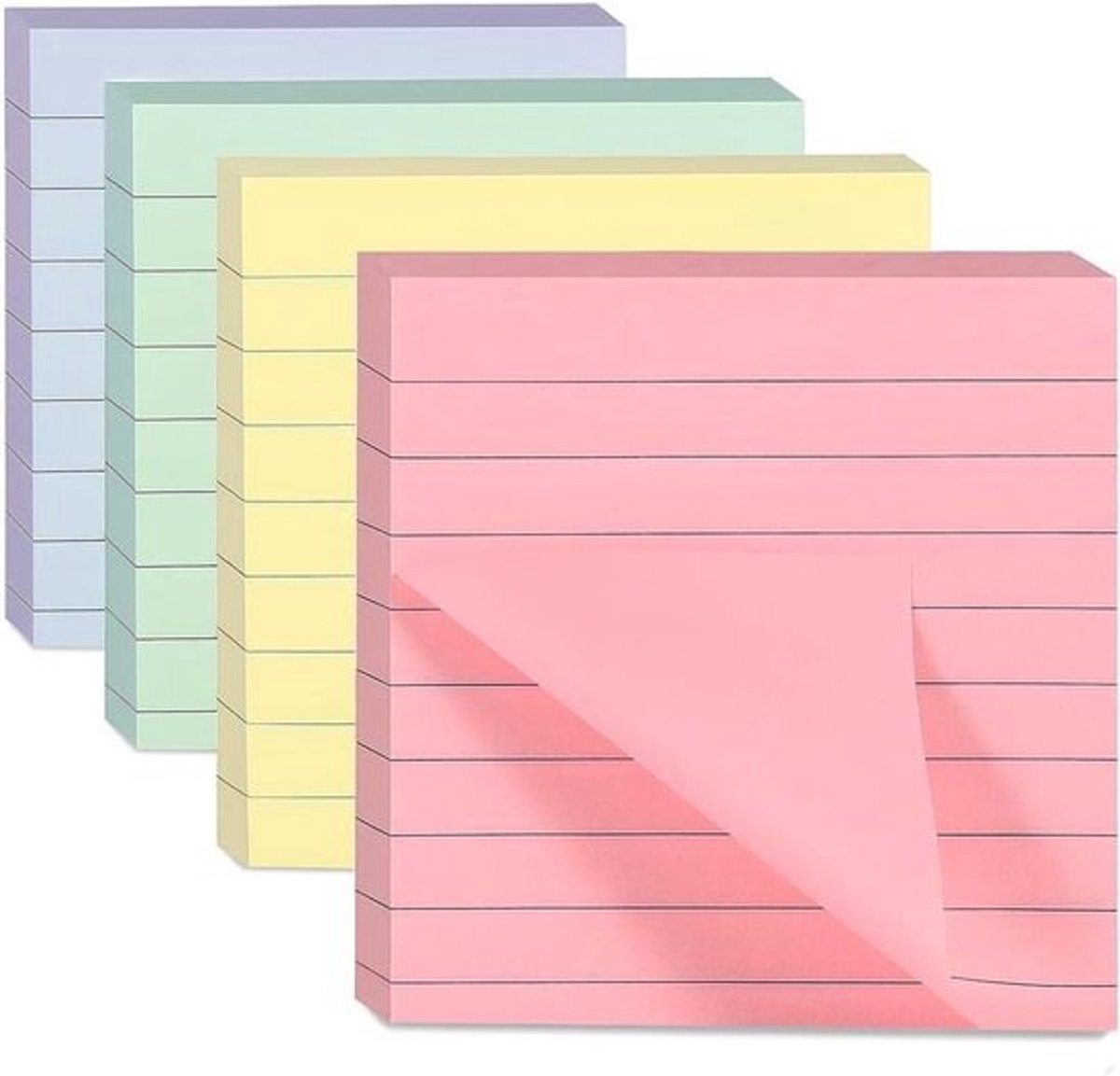 Plaknotities Pastel - Memoblokken Gevoerd - Taken Organiseren - Zelfklevend en Verwijderbaar - 76 x 76 mm - Pastelkleuren