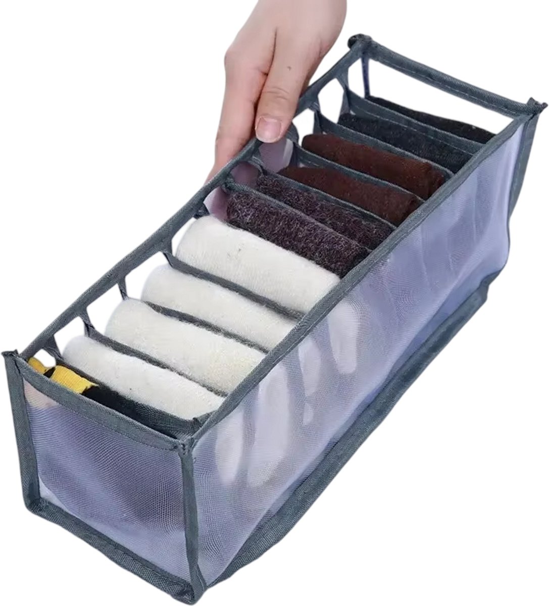 Ondergoed Opbergdoos met 11 Vakken – Opvouwbare Kleding Organizer, Polyester Ladeverdeler voor Sokken, Ondergoed en Accessoires - Grijs