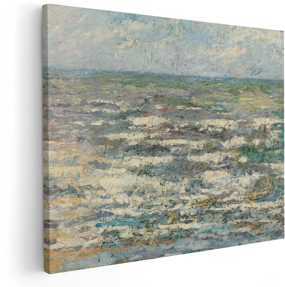 Artaza Canvas Schilderij De Zee bij Katwijk - Jan Toorop - 150x120 cm - Groot - Kunst - Wanddecoratie Woonkamer