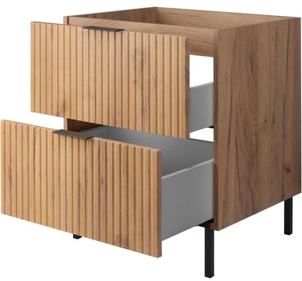 Badkamerkast Eiken Craft met Zwarte Handgreep 60 x 77 x 46 cm