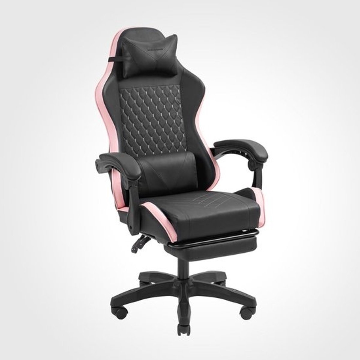 Ergonomische Gaming Stoel Zwart/Roze met Verstelbare Voetsteun en Kussens