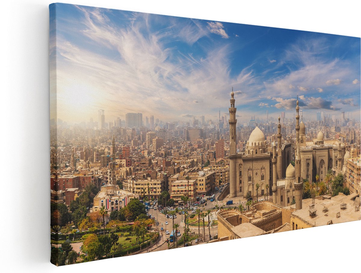 Artaza Canvas Schilderij Moskee in Cairo, Egypte - 160x80 cm - Groot - Wanddecoratie Woonkamer - Schilderijen - Muurdecoratie