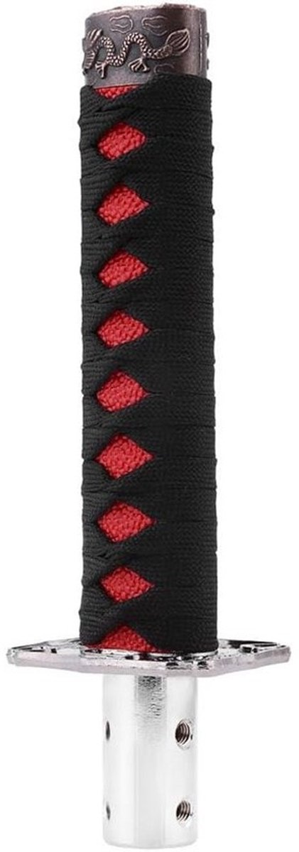 Universele Versnellingspook Hendel in Japans Zwaard Stijl - Zwart/Rood met 4 Adapters