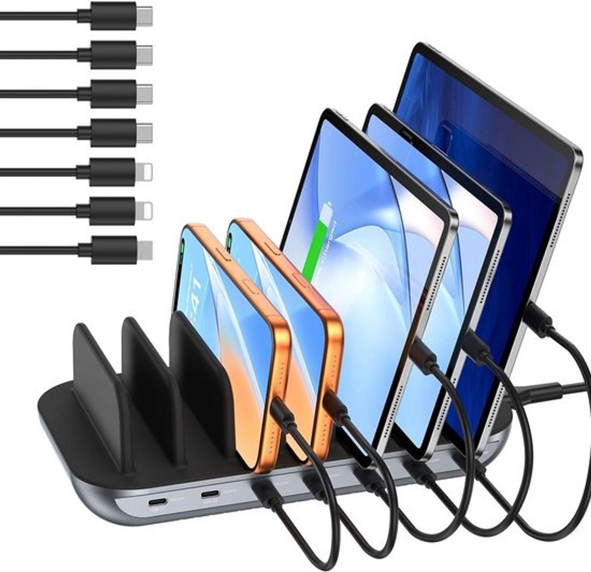 Krachtig USB-C Laadstation met 7 Poorten en 140W Vermogen voor Snelladen
