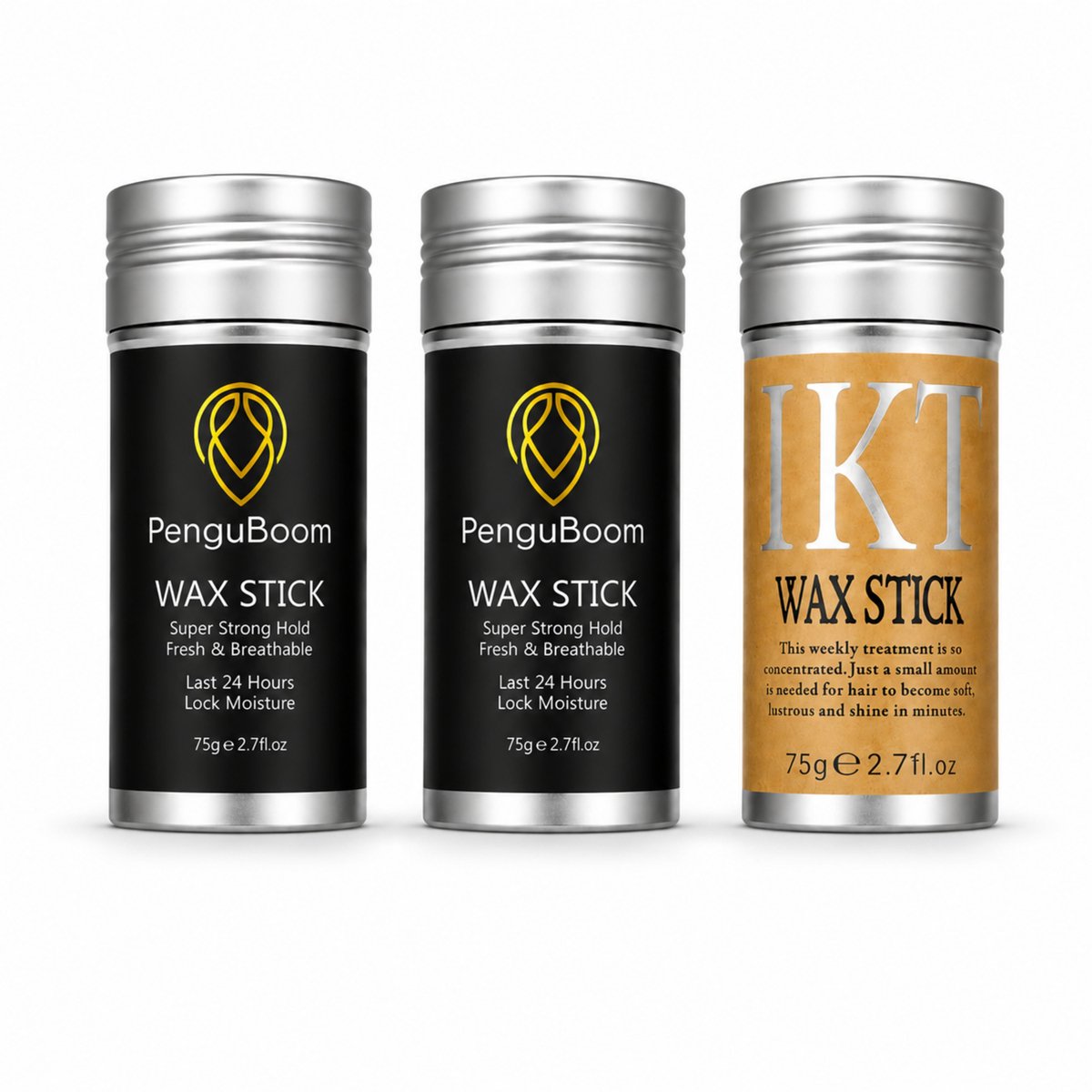 Wax Stick - PenguBoom, IKT - Natuurlijke Haarwax - Hydraterende Stylingwax - 75g - 3 stuks