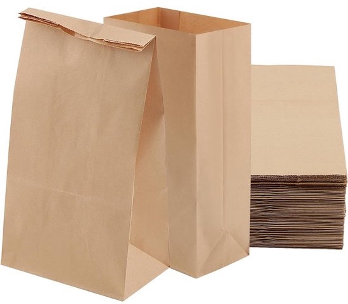 100 Bruine Kraft Papieren Zakken voor Lunch, Boodschappen en Cadeaus (15,5x10x30 cm)