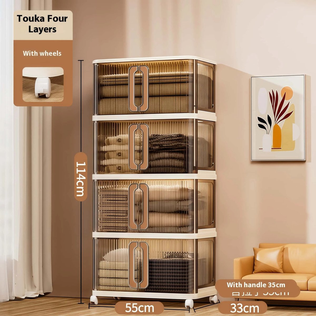Geargalaxy Opbergkast - Opbergrek - Opbergbox - Kast Organizer - Voorraadkast - Opbergmeubel - Kledingkast - 4 Laags - Verrijdbaar