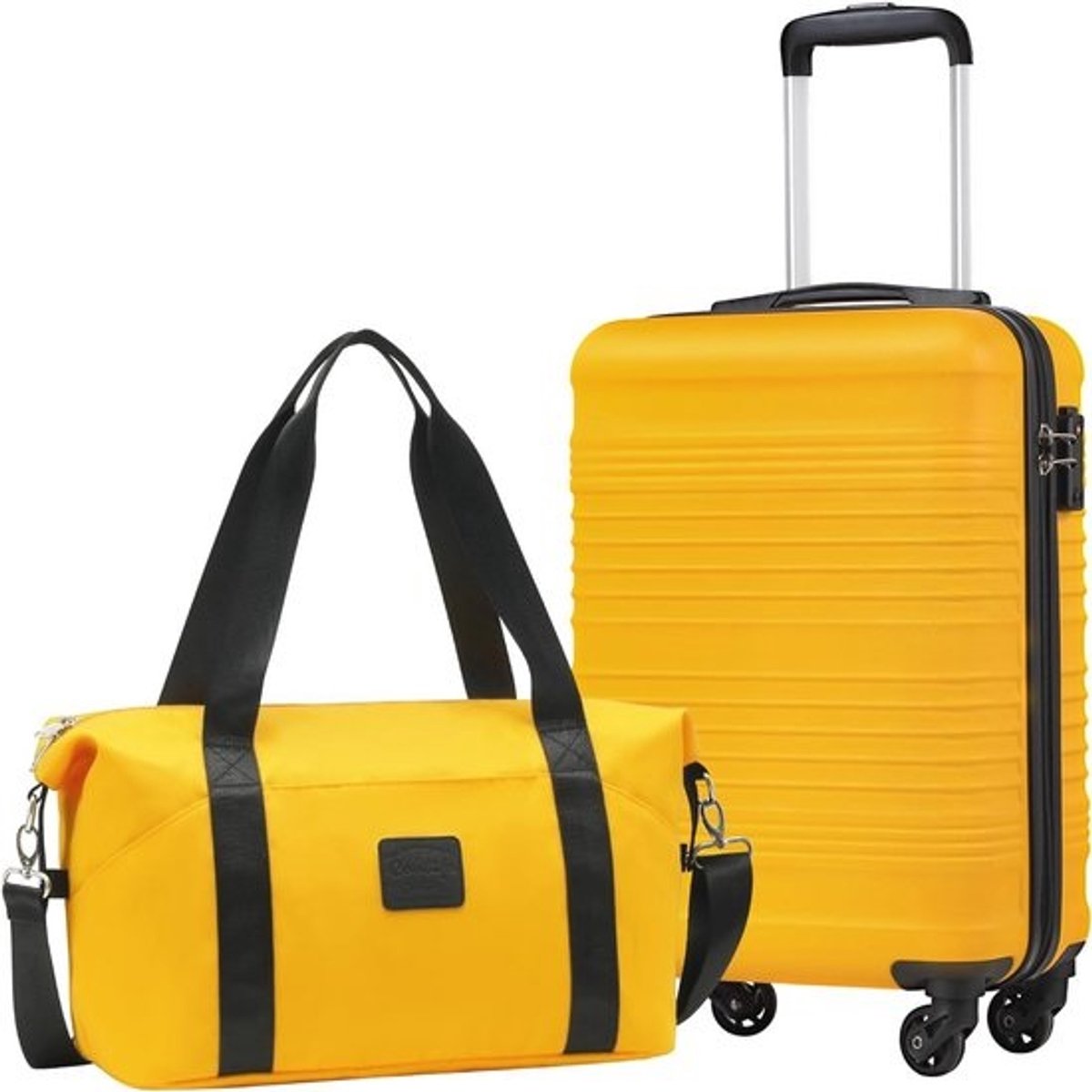 Lichtgewicht Cabinekoffer voor Handbagage - 55 x 35 x 20 cm met TSA-slot en Spinner-wielen, Geel/Zwart