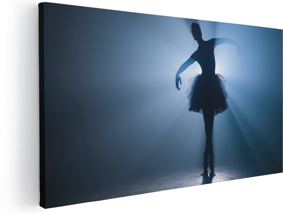 Artaza Canvas Schilderij Ballerina Silhouet - Ballet - 140x70 cm - Groot - Wanddecoratie Woonkamer - Schilderijen - Muurdecoratie