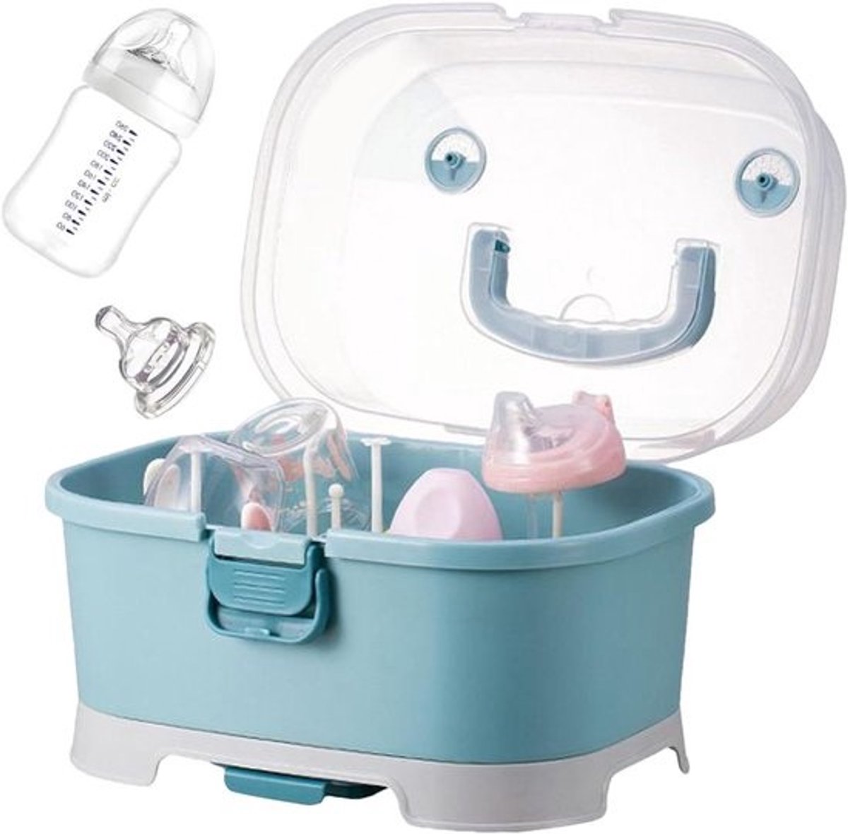 Flessenorganizer Baby - Flesdroger Babykamer - Flessen Opbergen - Stofdicht Ontwerp - 35 x 27 x 25 cm - Blauw
