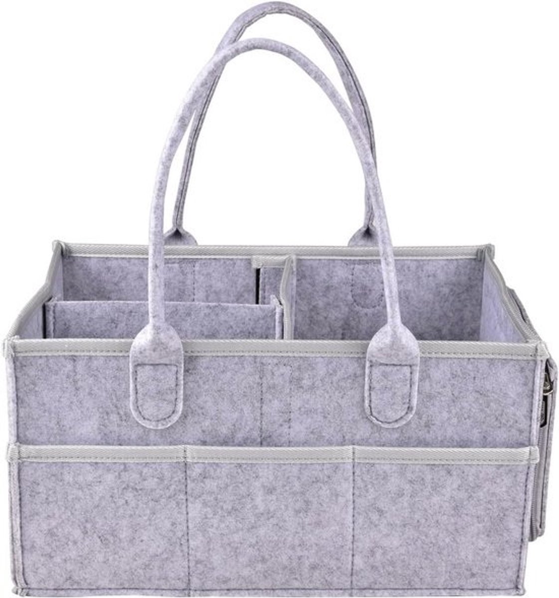 Vilten Organizer Tas voor Babyspullen - Kwekerij Opslag en Luier Organizer met Ritsvak, Grijs
