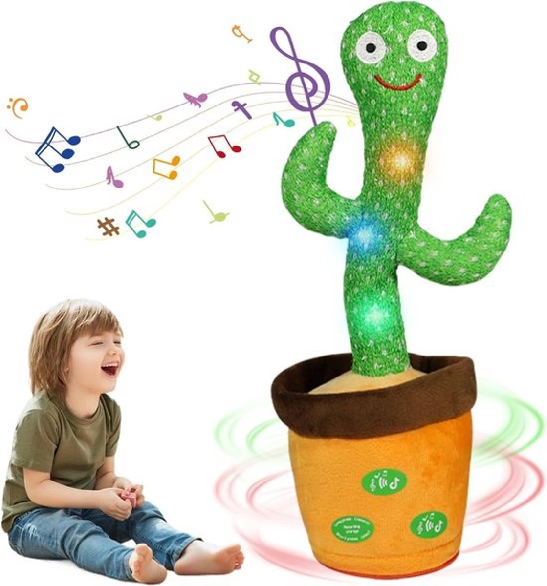 Dansende Cactus Speelgoed - Herhalende Pop - Kinderen Amuseren - Volumeregeling en Opname - 32 cm Hoog - Groen
