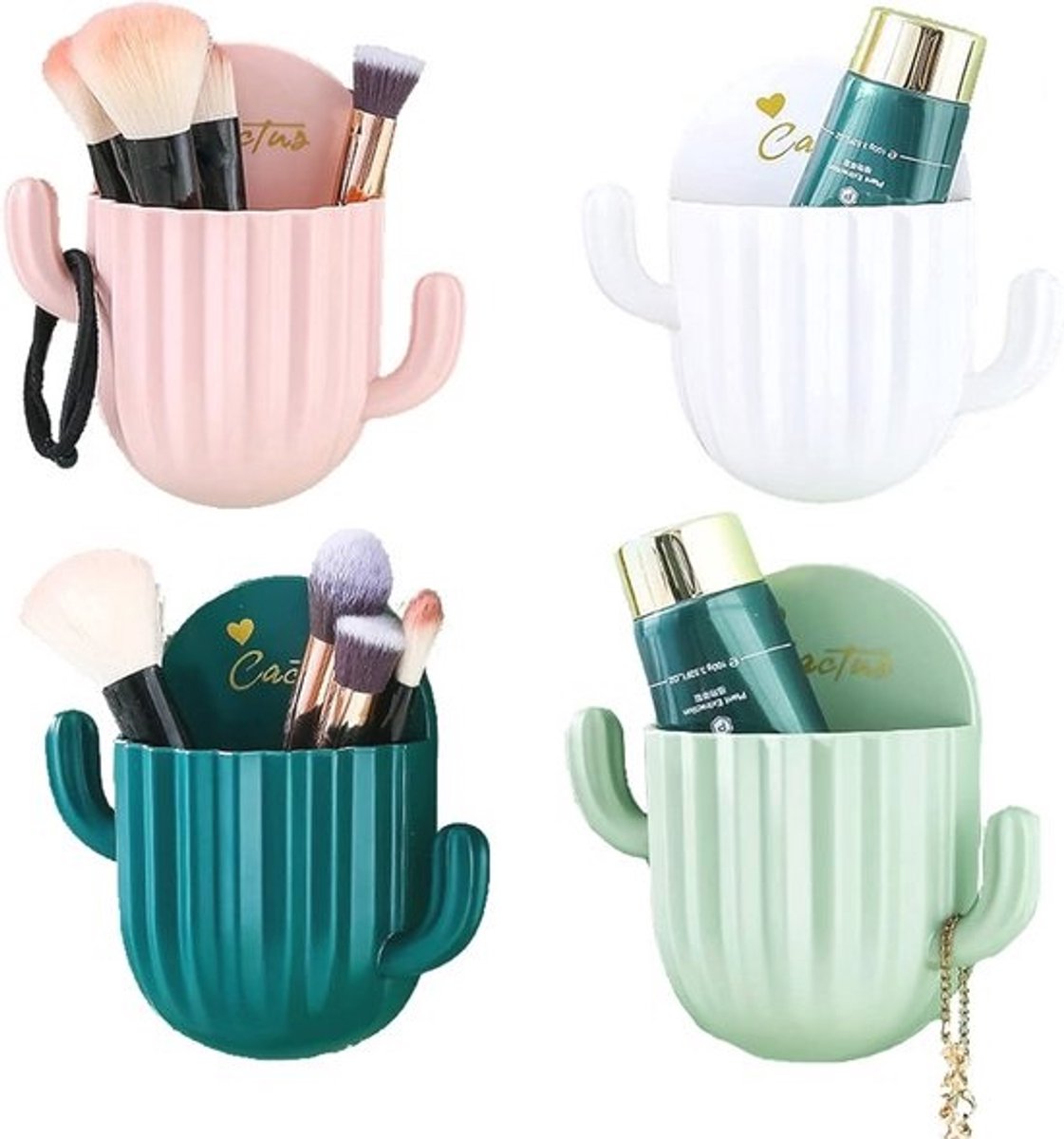 Make-up Borstel Organizer - Muurbevestigde Zelfklevende Opslag voor Cosmetica