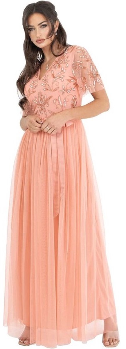 Maxi Jurk voor Dames voor Bruiloft, Bruidsmeisje, Avondfeest - Elegante Gelegenheidsjurk met Pailletten en Tule