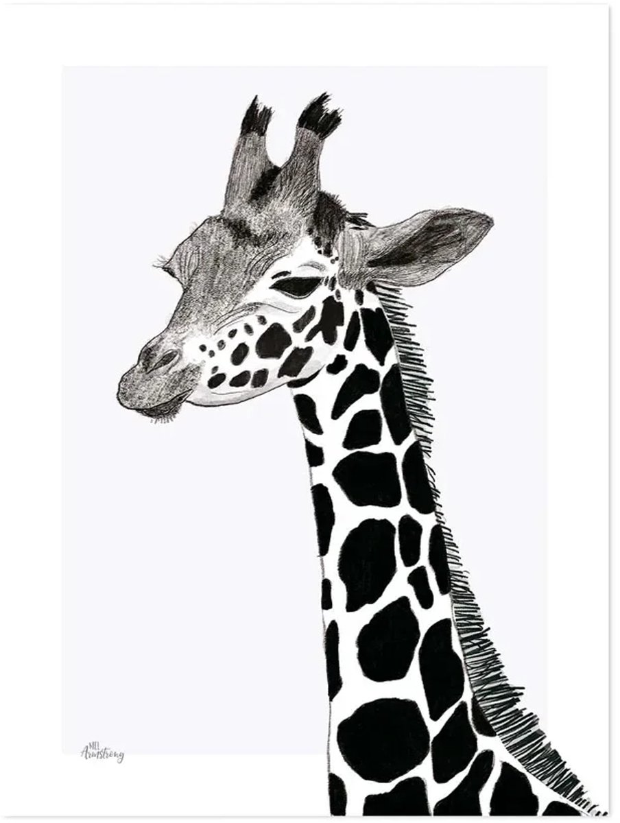 Lilipinso poster giraffe zwart wit