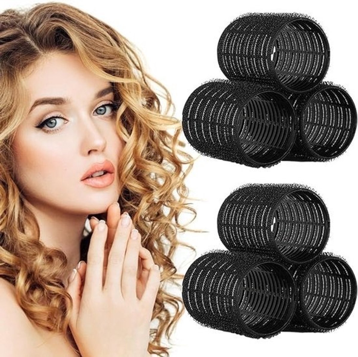 Set van 6 Zelfklevende Haarrollers voor Perfecte Krullen, Warmtevrij en Duurzaam, Ideaal voor Lang Haar en DIY Hairstyling