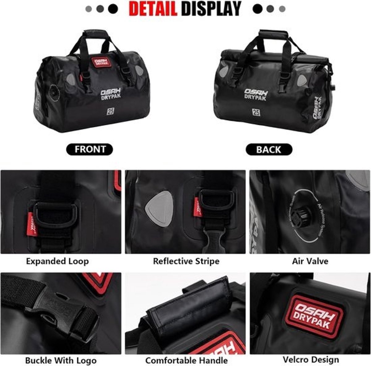 Waterdichte Motorfiets Duffle Bag 60L - Roltas Voor Achterop Motor of Scooter
