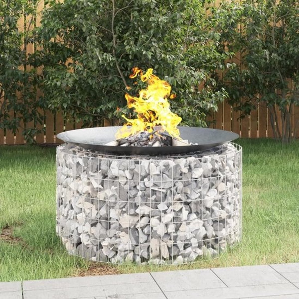 Ronde Buitenhaard Schanskorf 100 cm - Tuinhaard Terrashaard met Stenen Vulling