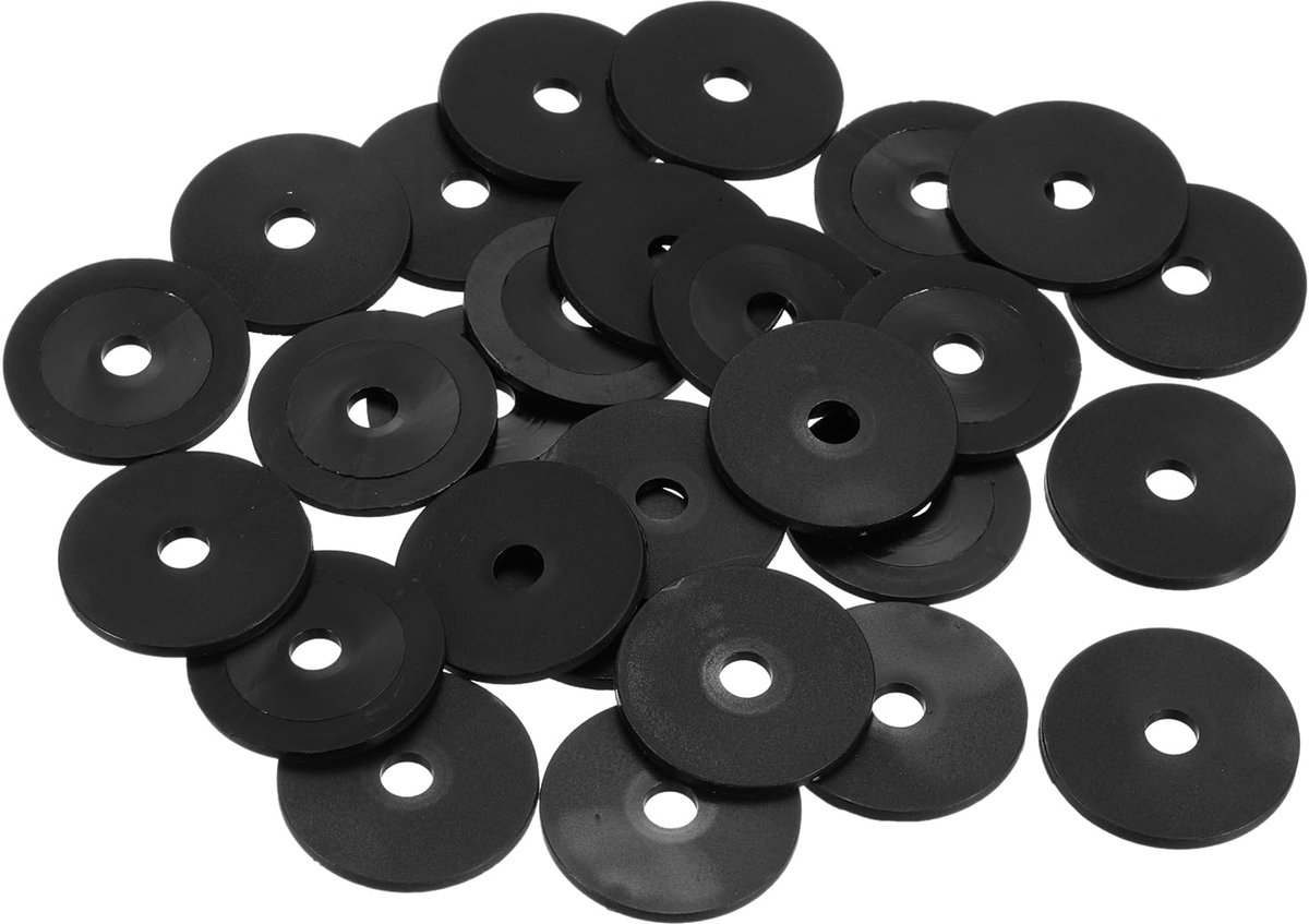 25 stuks Kunststof Onderlegringen - Rond Plat Nylon Dichtingsringen - Voor Schroeven Bouten Moeren Draadstangen Handgrepen - Zwart M6x30x2mm